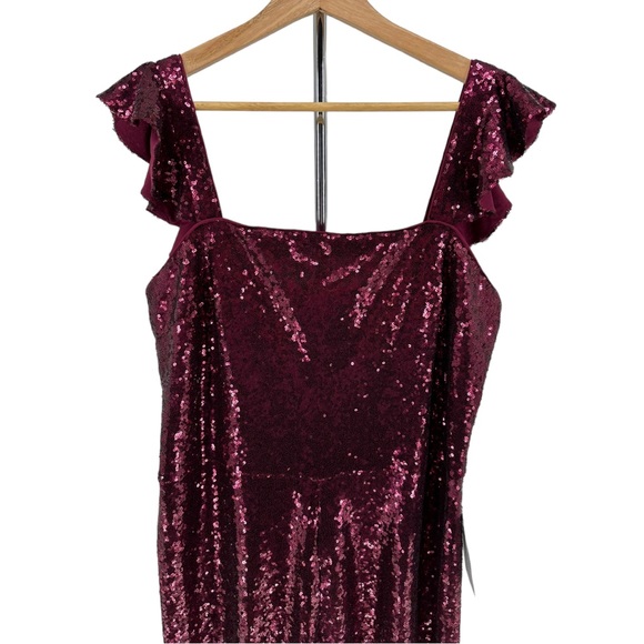 Gal Meets Glam Garnet Party Sequin Cropped Jumpsuit Ruffle Cap Sleeve size 12 - Picture 4 of 14